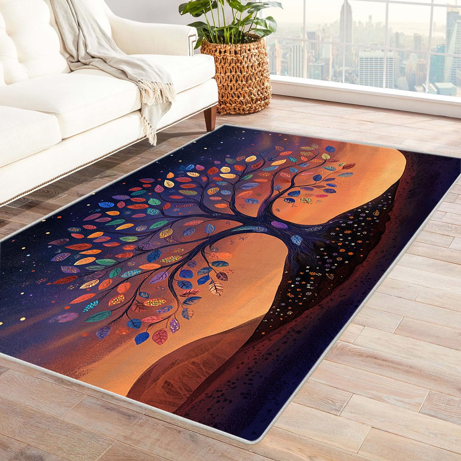 Tapis salon arbre de montagne marron pour sublimer votre salle a manger