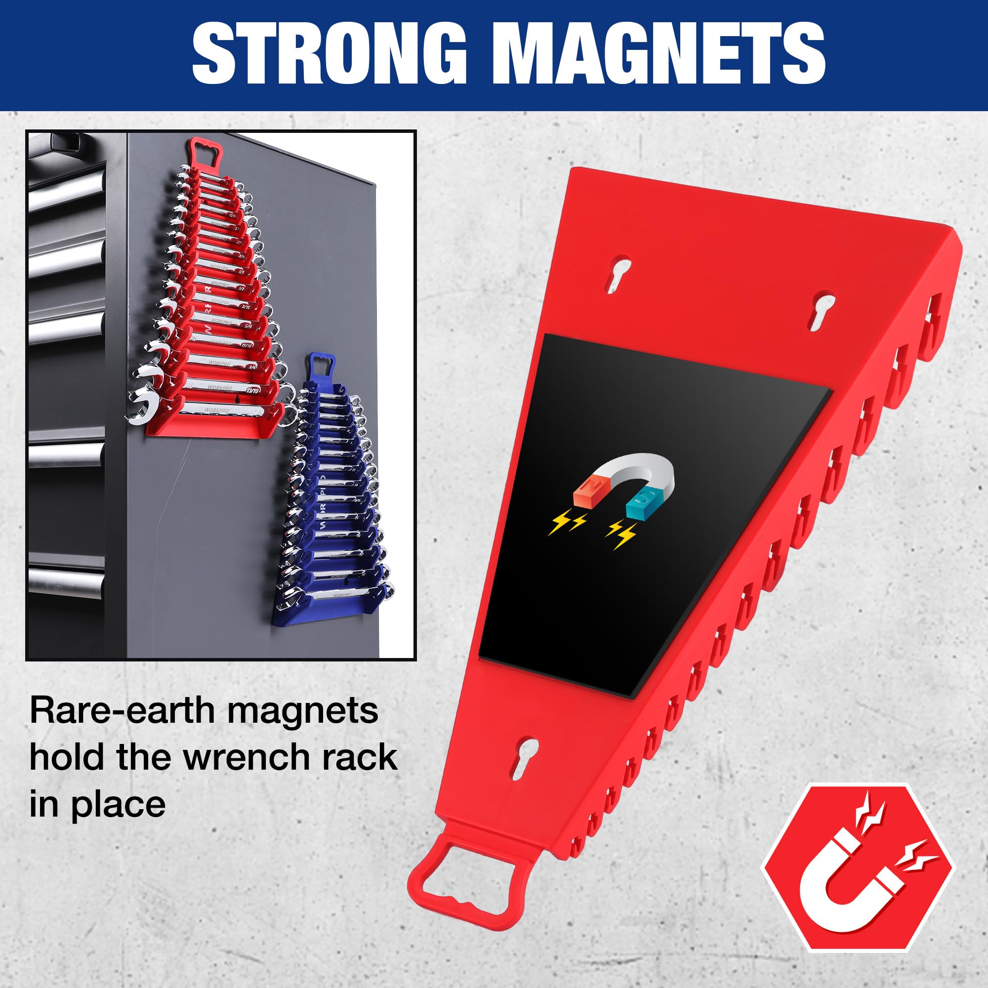 Amazon.com: WORKPRO Magnetic Wrench Organizer, 15-Slot Gripper