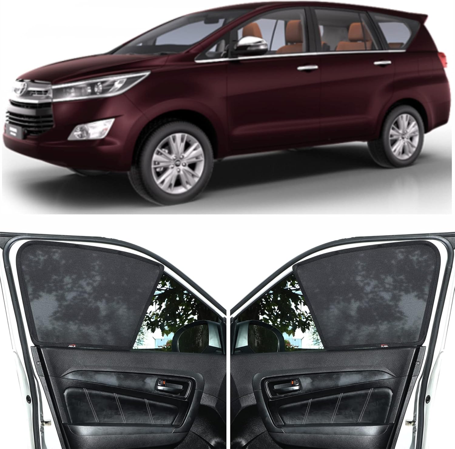 Able Zed Black Half Car Sun Shade Curtains for Toyota New