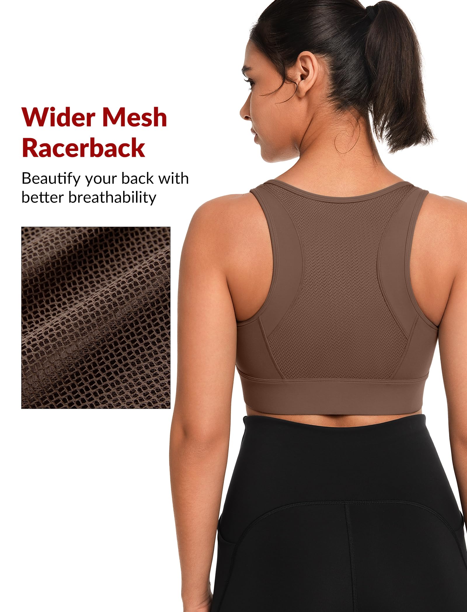 Yvette Reggiseno sportivo con chiusura frontale per le donne ad alto supporto grande busto di supporto reggiseno sportivo ad alto impatto per la corsa
