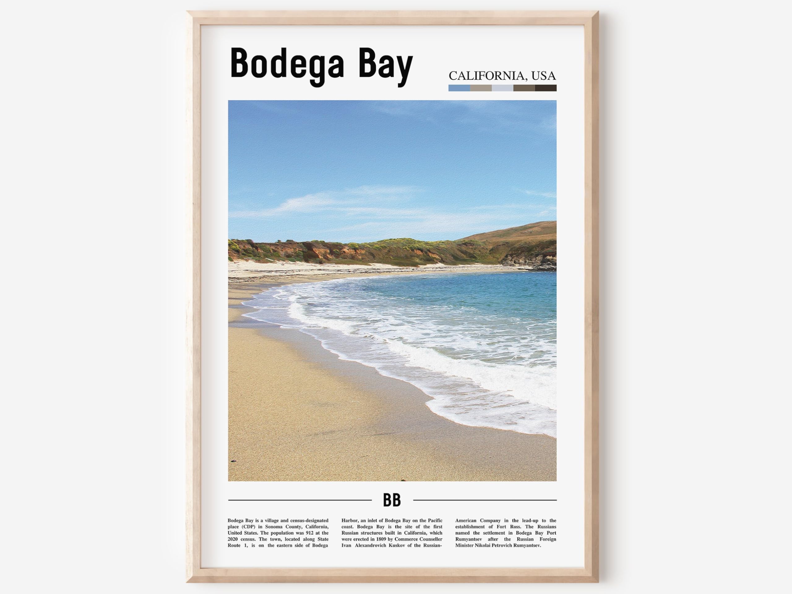 Bodega Bay Print, Bodega Bay Poster, Bodega Bay Wall Art, Poster, Colorful City Print, City Artwork, Travel Artwork, Travel Art