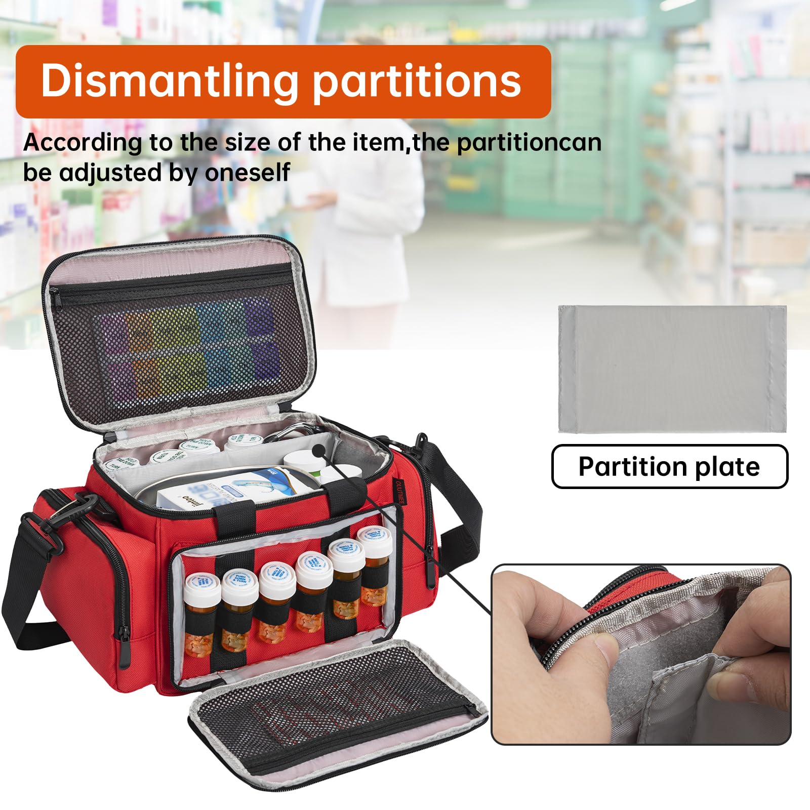 AKOZLIN Bolsa de suministros médicos portátil grande (vacía), bolsa de primeros auxilios para enfermera/profesional, adecuada para médicos generales, cuidado del hogar, viajes o eventos de emergencia