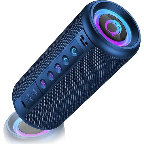 Portable Bluetooth Speaker, 2026 Bluetooth 5.4 Wireless Speaker with 20W HD Loud Stereo Sound, 20H Playtime, LED Lights, IP7, TWS Pairing, Built-in Mic, for Outdoor, Home, Beach, Party, Gift, Blue