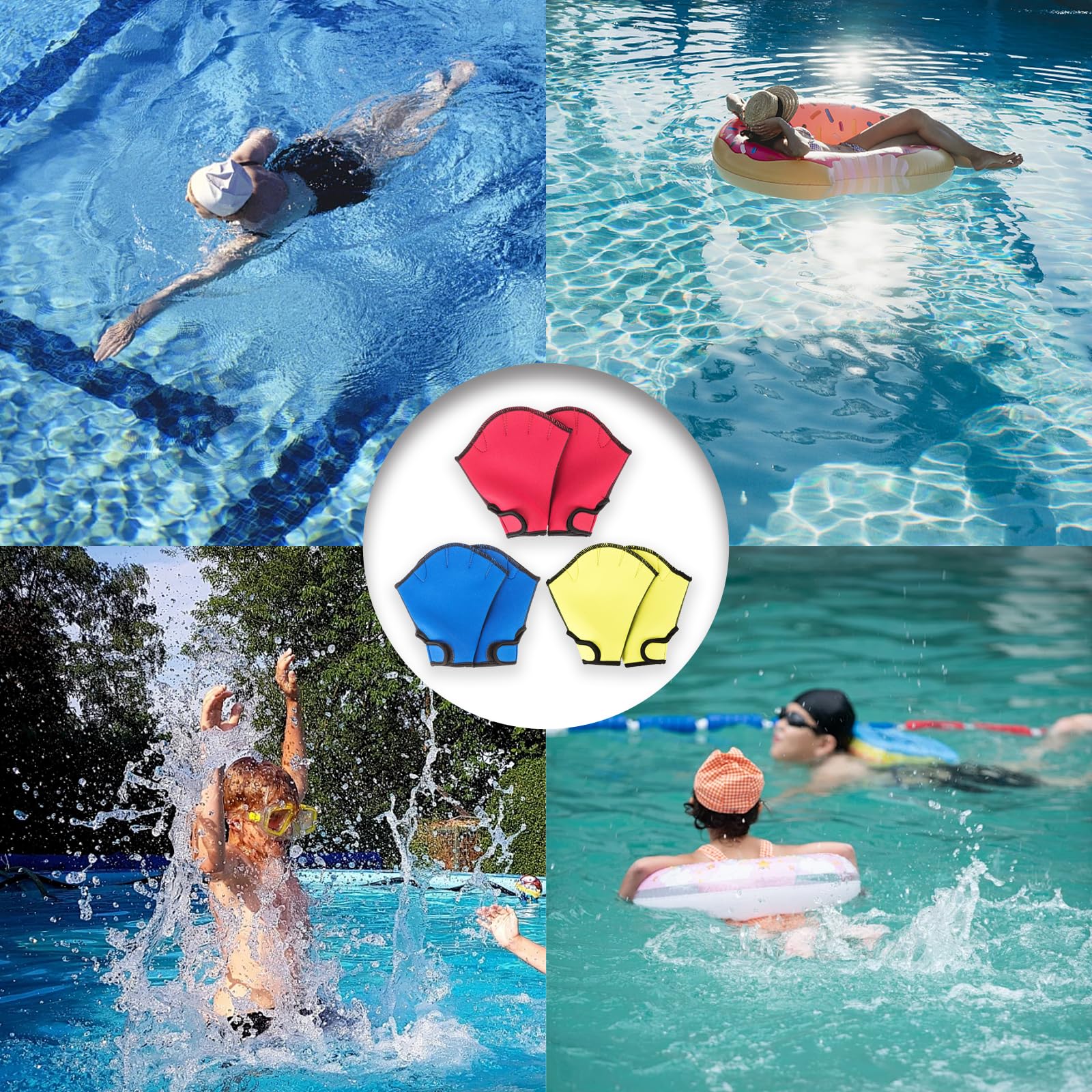 2 Paia Guanti Da Nuoto Guanti Acquatici Pinne Da