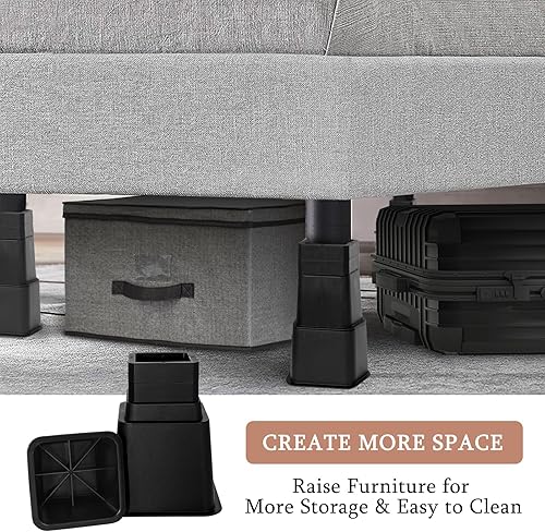 Miniatura 4 de 20 elevadores de cama ajustables de 10 pulgadas, resistentes, elevadores de muebles en alturas de 1, 2, 3, 4, 5, 6, 7, 8, 9, 10 pulgadas para sofá,