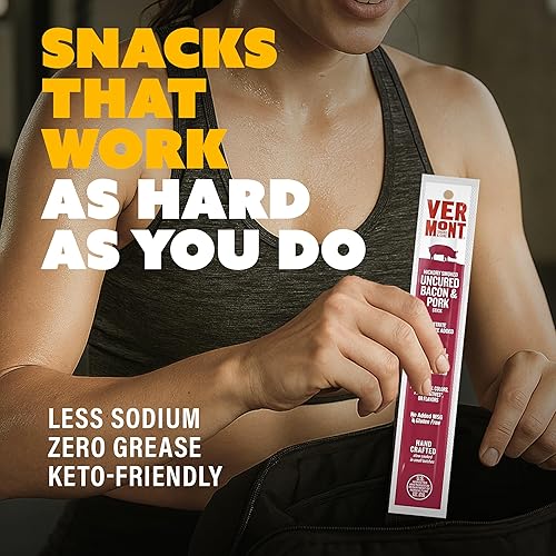 Miniatura 4 de Vermont Smoke & Cure - Palitos de cerdo de tocino ahumado sin curar con nogal - Snack de proteína de carne - Snack de carne portátil más saludable
