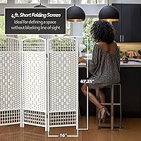 Vista 5 de Pantalla plegable de tejido de fibra corta de 4 pies - Blanco - 3 paneles