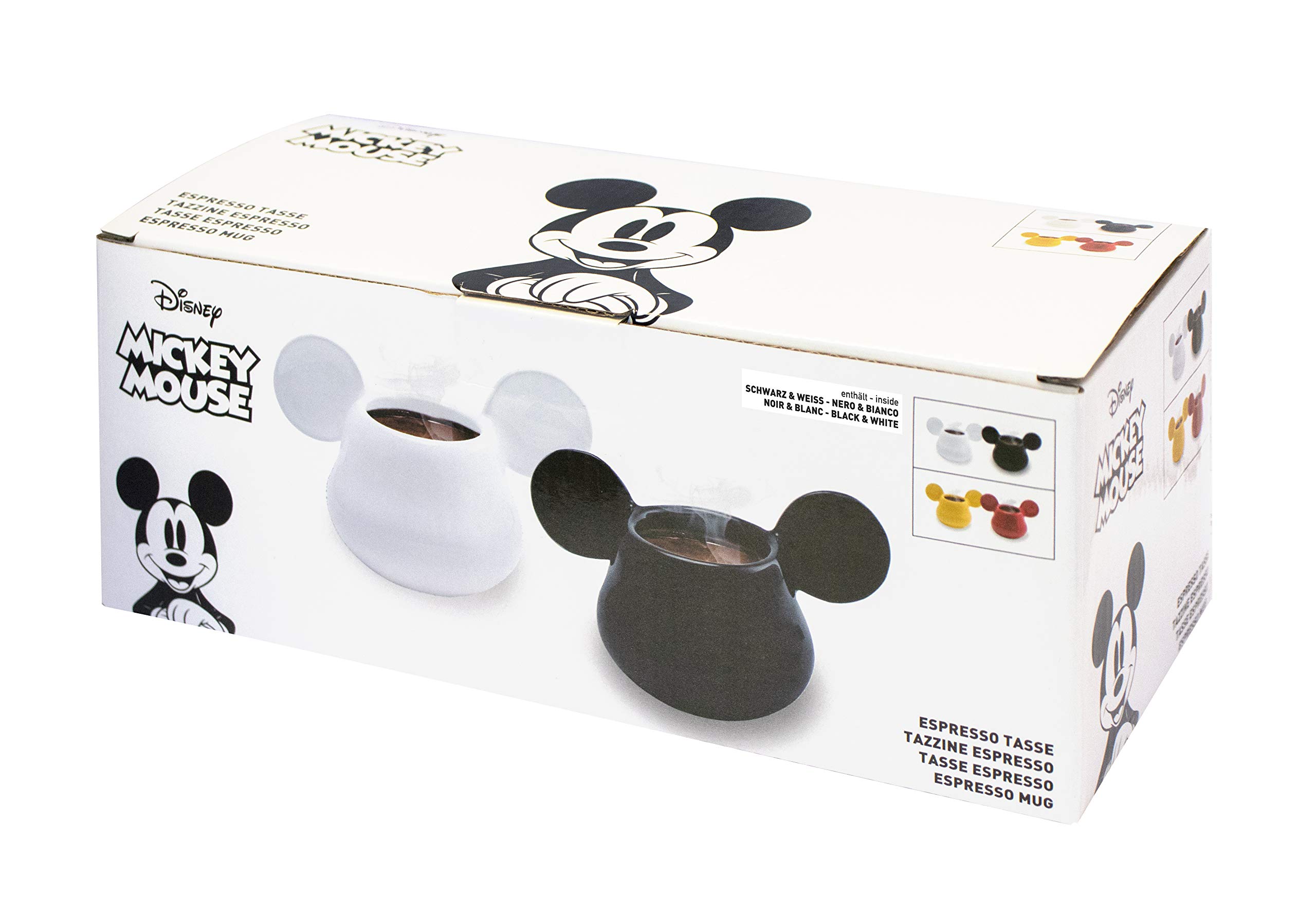 Joy Toy 62128 Mickey Mouse 3D Keramik Espresso TASSEN 13X8X8 cm, schwarz/Weiss