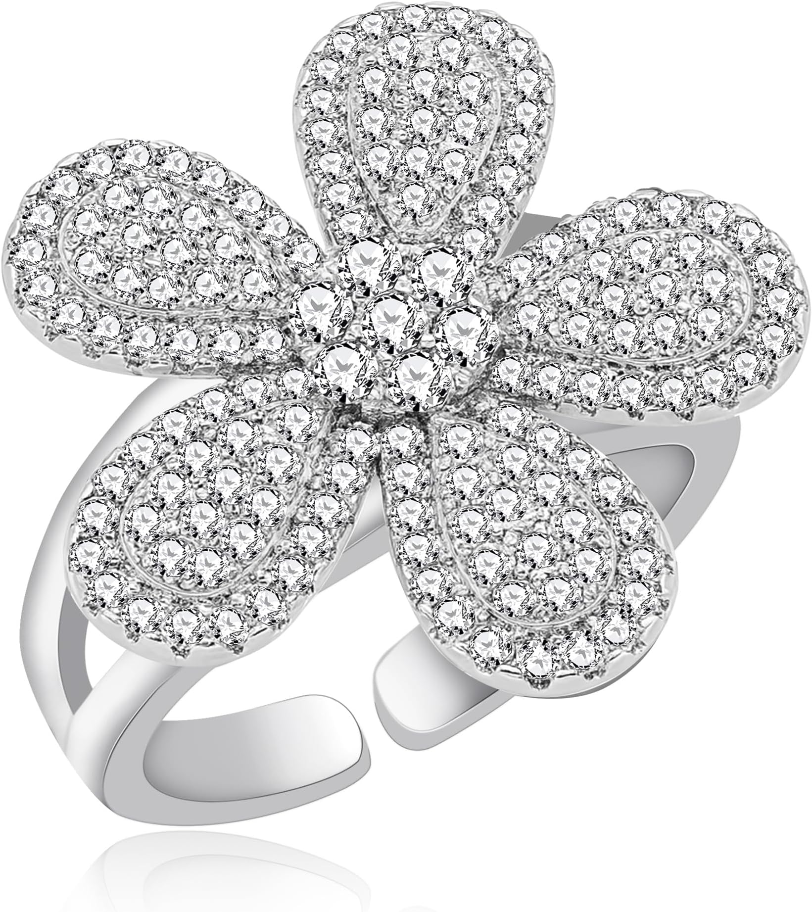 Sunflower Ring Adjustable Flower Shaped Ring | Cubic Zirconia Statement Jewelry | Trendy Fashion Personalized Women’s Elegant Rings | Ideal For Valentine’s Day/Easter YA6263