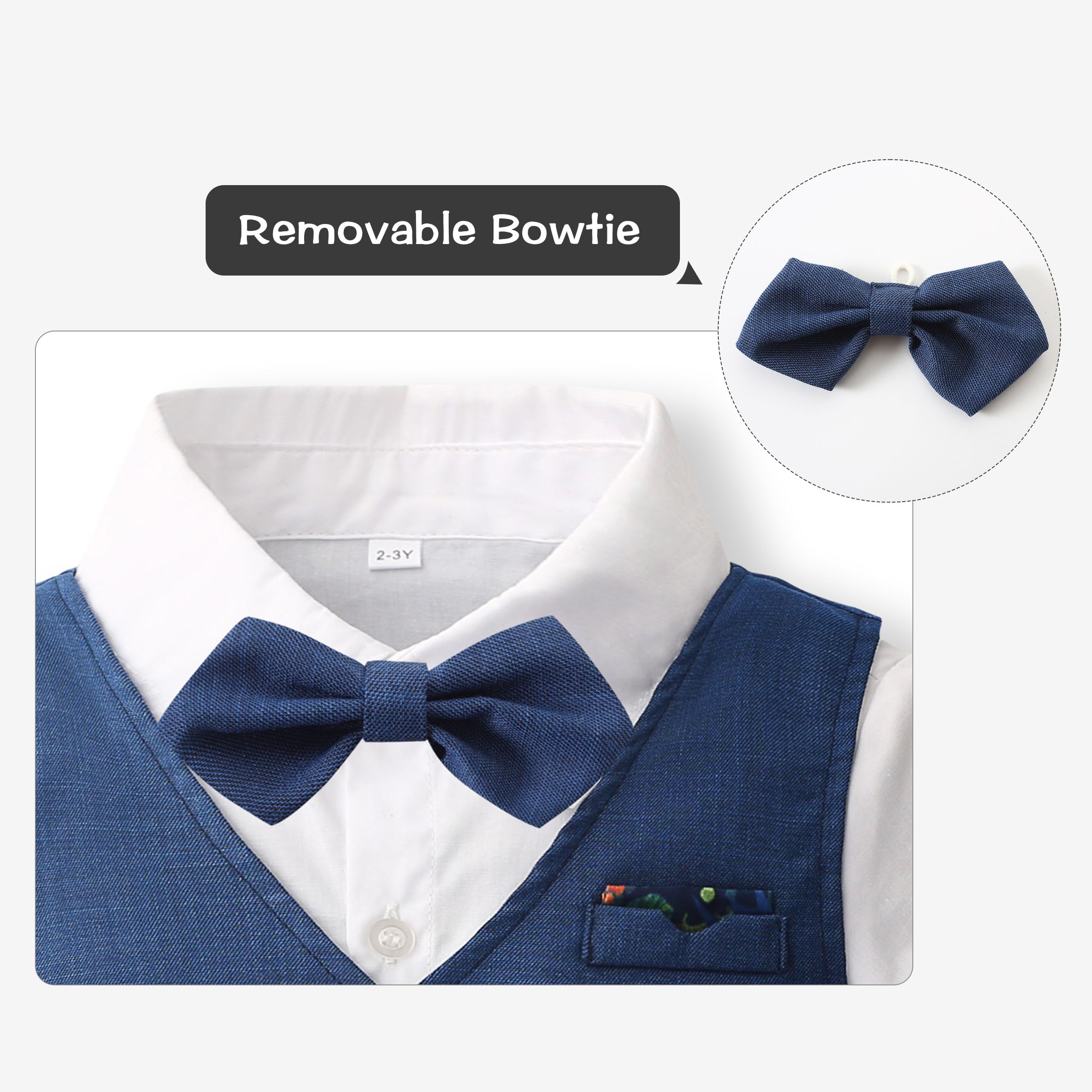 Volunboy Trajes para Bebé Niños de Boda Ceremonia, Verano Conjunto de Chaleco, Camisa, Pajarita, Shorts 4 Piezas