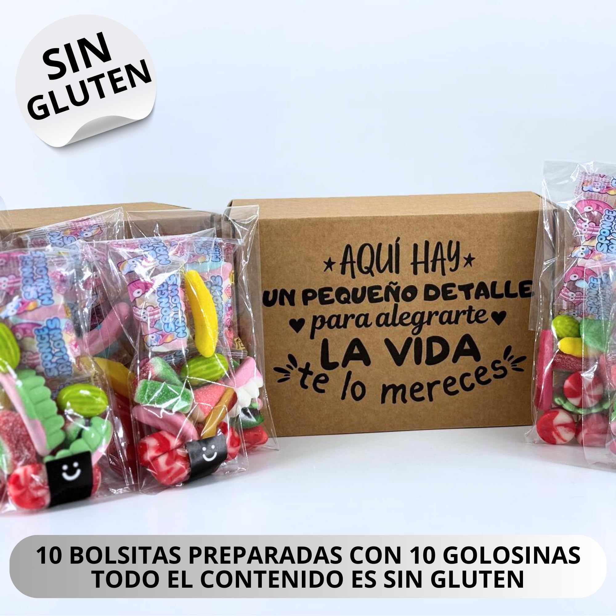 Bolsas Preparadas De Gominolas Variadas / 100 Golosinas en 10 Bolsitas Listas Para Celebración/Detalle de Cumpleaños