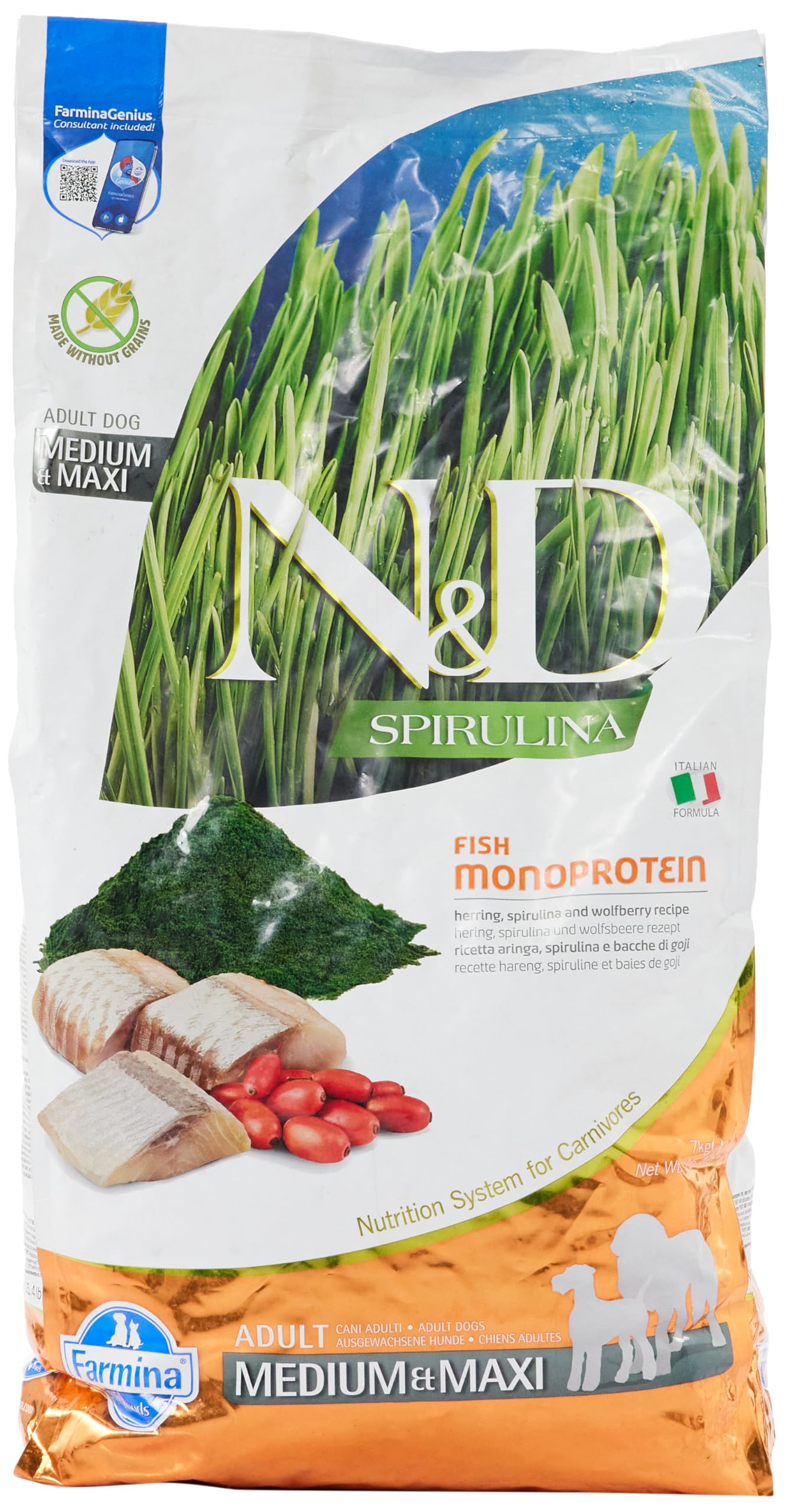 FARMINA ND Dog SPIRULINA Medium Maxi Herring 7kg