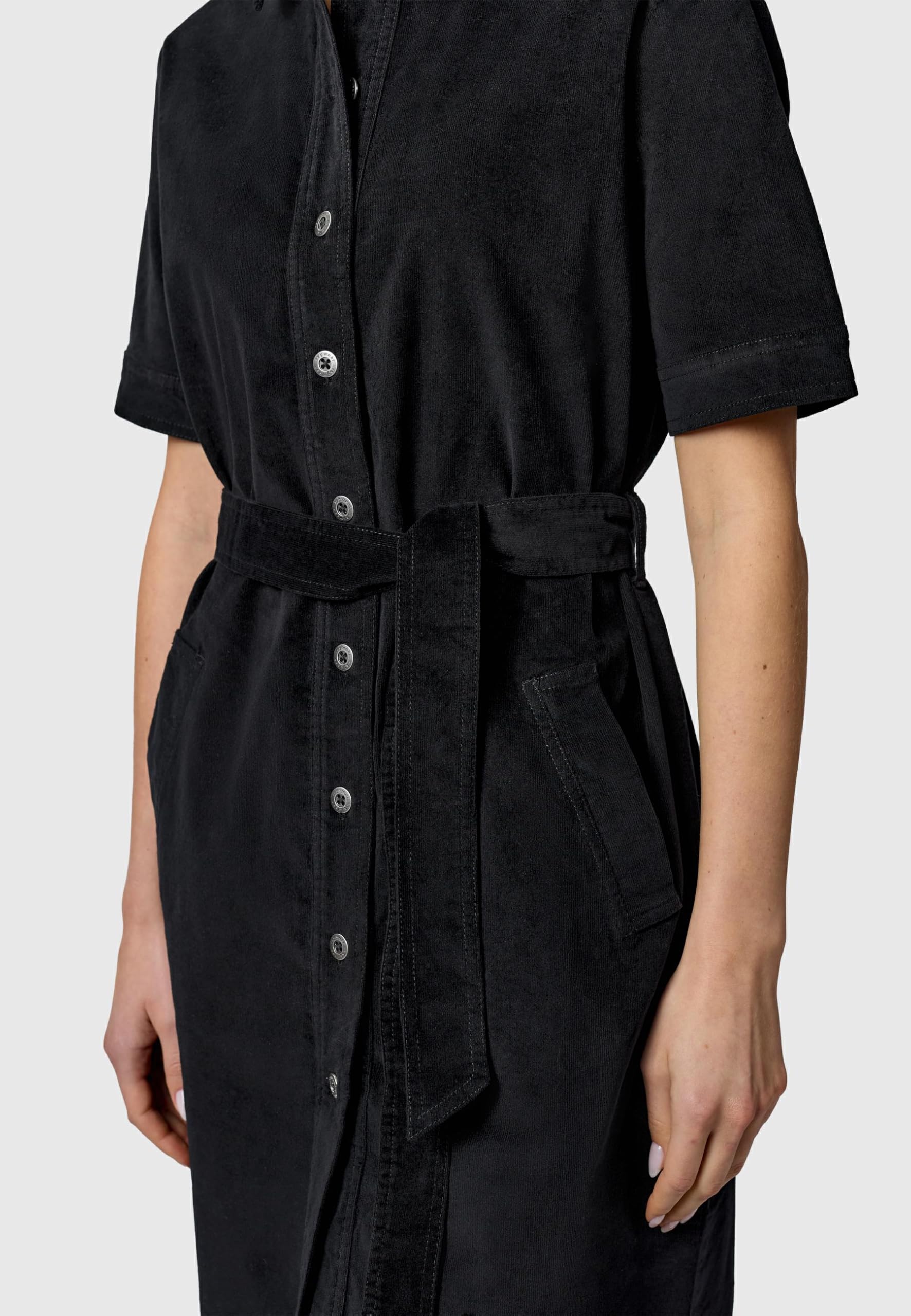 Ragwear Damen Blusenkleid kurzärmliges Kordkleid mit Hemdkragen Rozyna Cordy YOUMODO XS-XXL