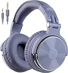 OneOdio Fone de ouvido supra-auricular, fones de ouvido graves com fio e driver de 50 mm, fones de ouvido leves dobráveis com porta de compartilhamento e microfone para gravação, monitoramento,