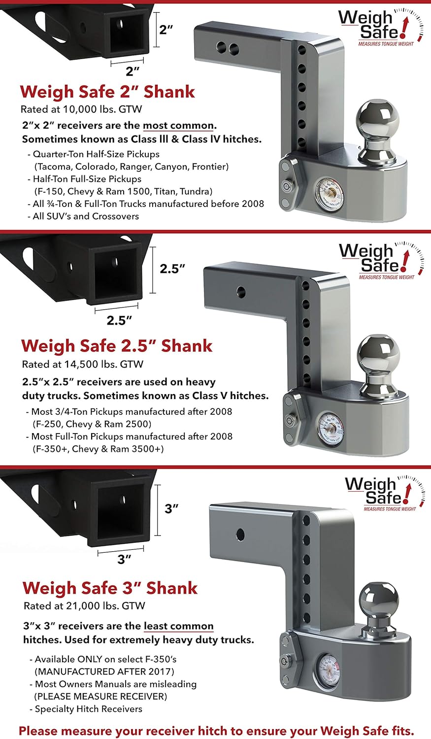 Weigh Safe WS42CERBLA, 4" Drop Hitch, 2" Receiver - Adjustable Aluminum Trailer Hitch Ball Mount w/Built-in Scale, 2 Stainless Steel Balls (2"&2-5/16") Black CERAKOTE -Lifetime Gauge Warranty