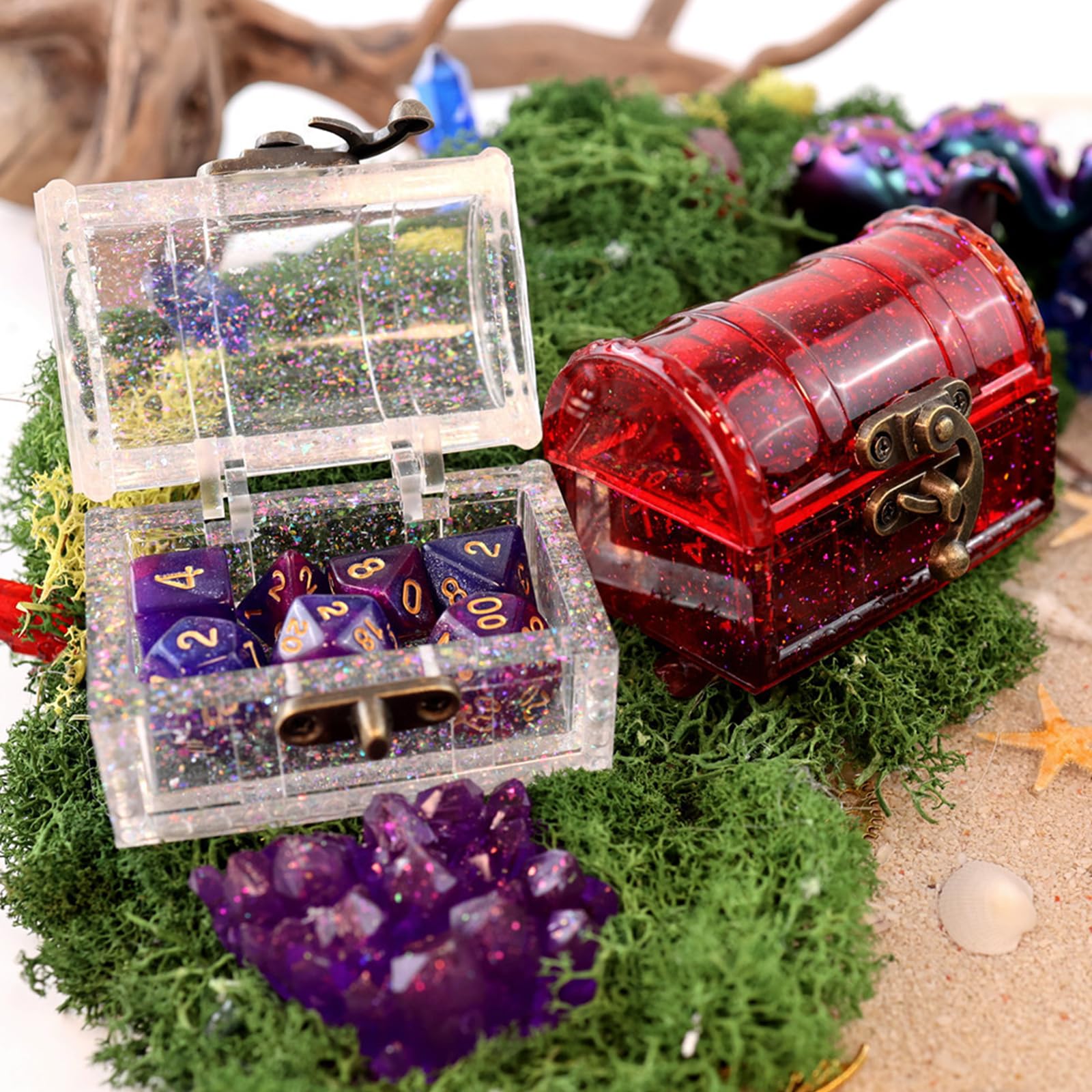 Silicone Dice Box and Mold, 7 Shapes with Storage Box, DIY Epoxy Mold for Casting and Storing Dice, Compatible with D&D Game Lovers Gifts