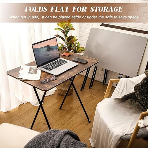 Miniatura 5 de Bandejas plegables de TV para comer, juego de 2 bandejas plegables grandes, mesas de comer aperitivos para sofá, cocina, sala de estar, ahorro de