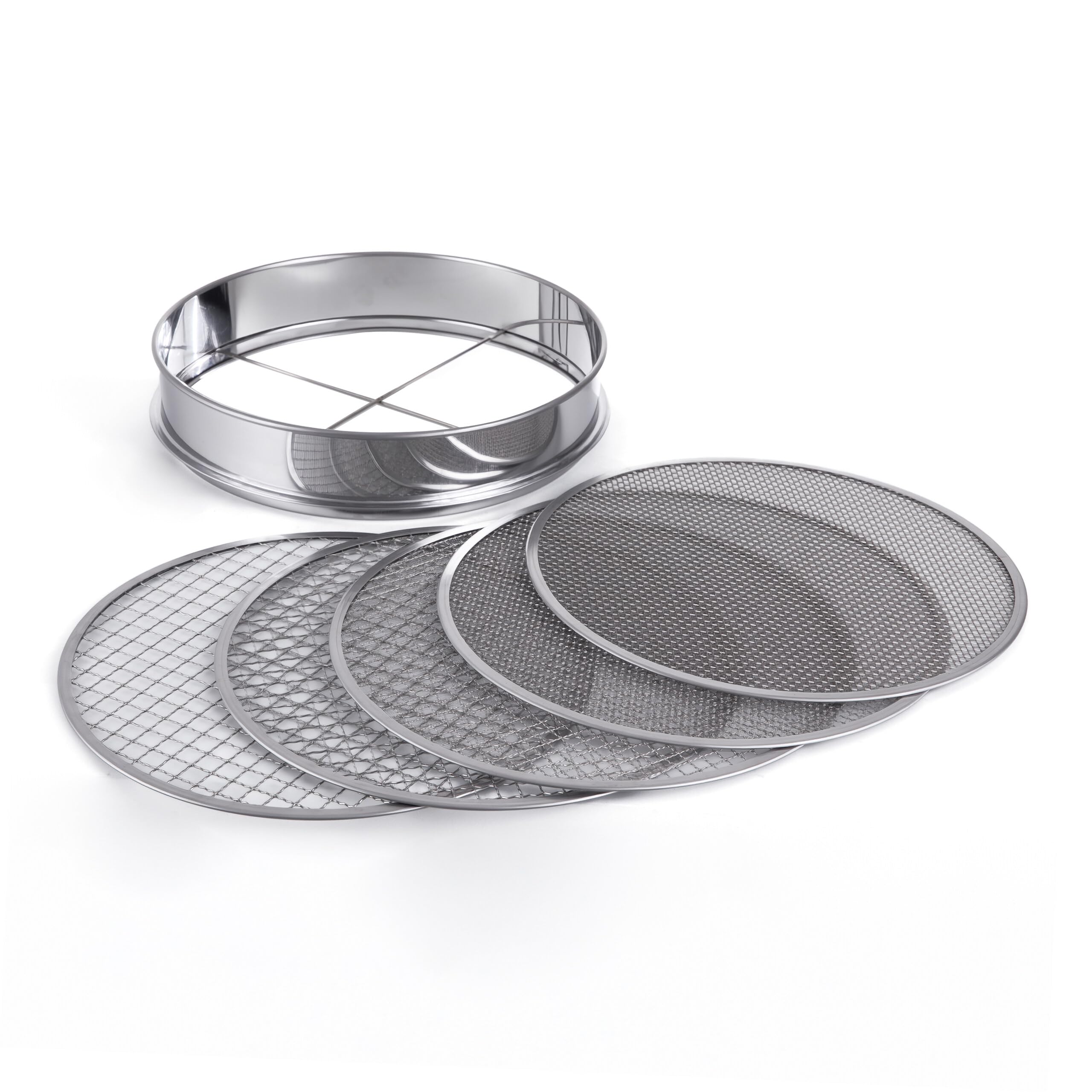 Tamis de jardin en inox Ø30 cm, structure durable en acier argenté pour granulométrie