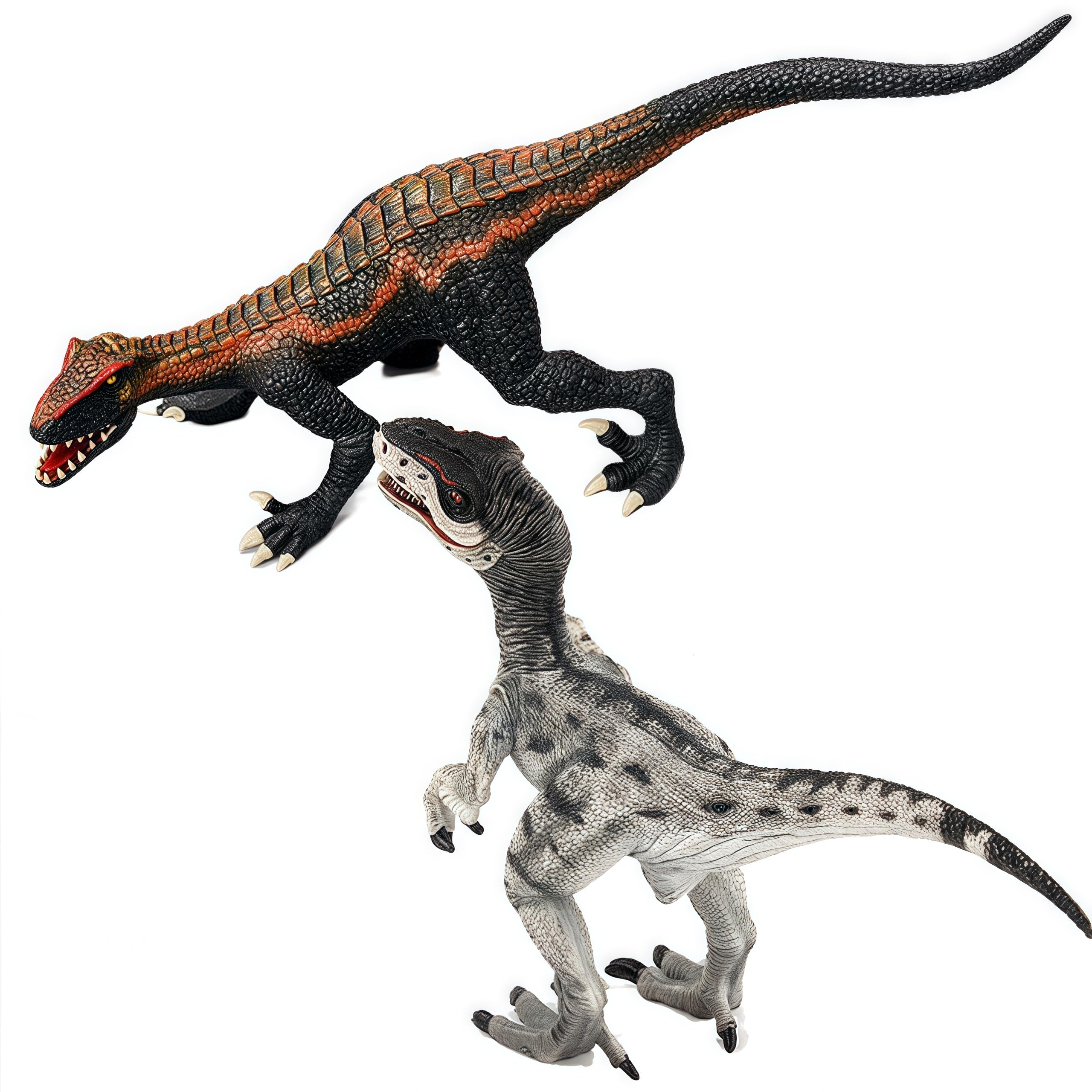 Gemini&Genius 2 Pcs Velociraptor Dinosaur Toys for Kids, Raptor Dino with Moveable Jaw and Hands Dinosaur Toys Large Dino Toy Figurines Great Gifts, Collections, Room Decors for Kids