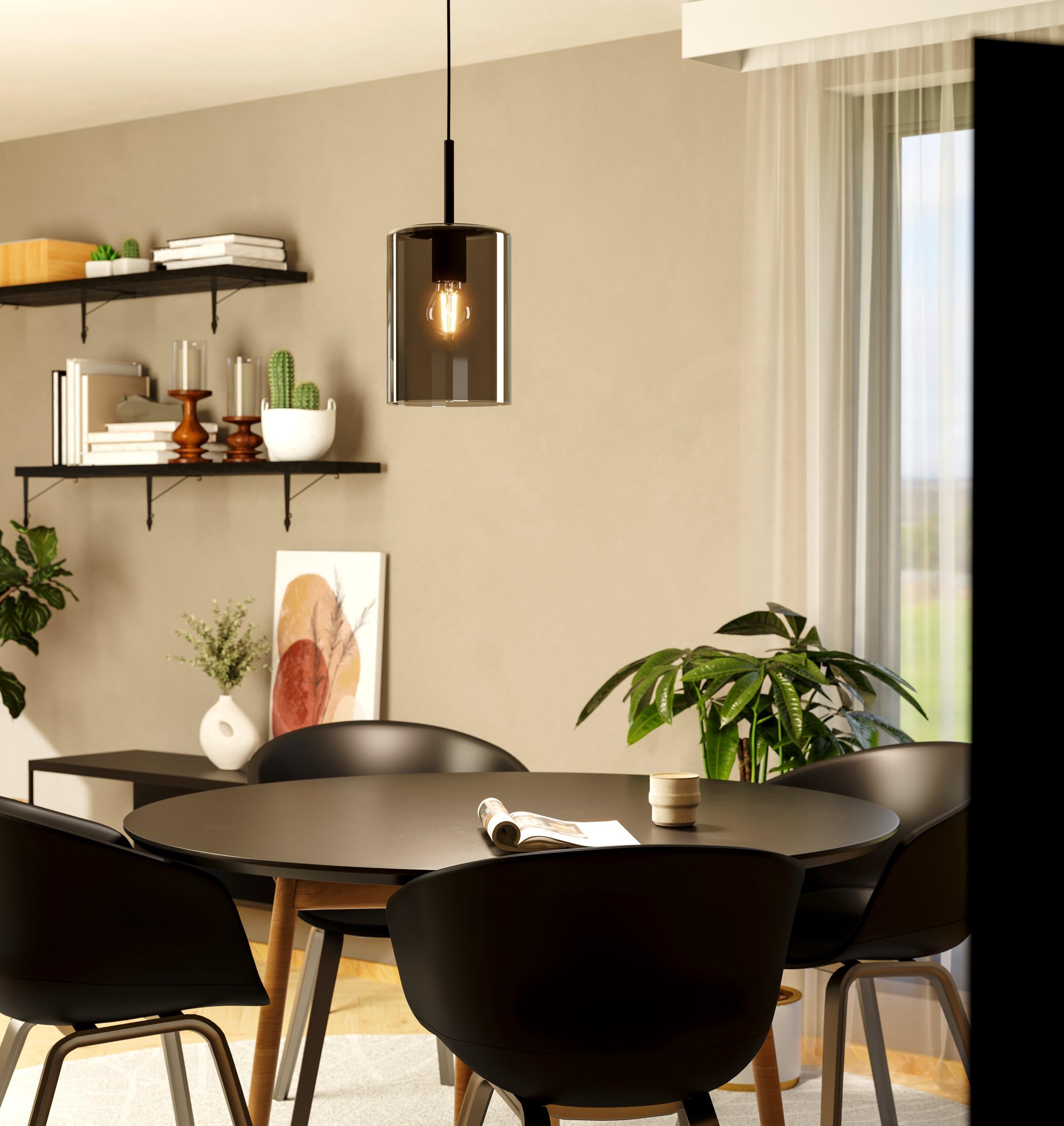 Eglo Suspension Cadaques 1, lampe suspendue 1 flamme, élégante, suspension