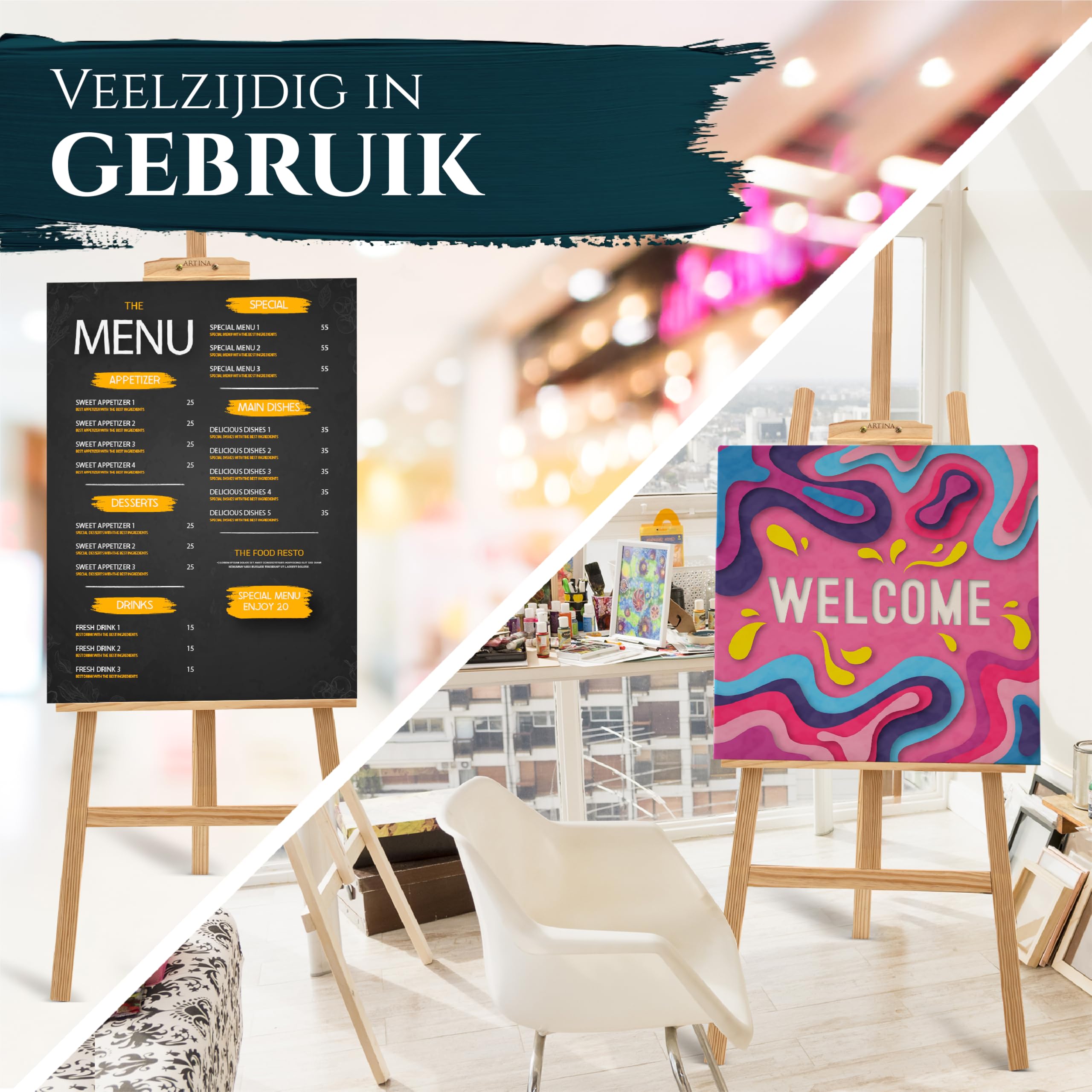 Schildersezel Rembrandt - 227 cm Beukenhout nodig