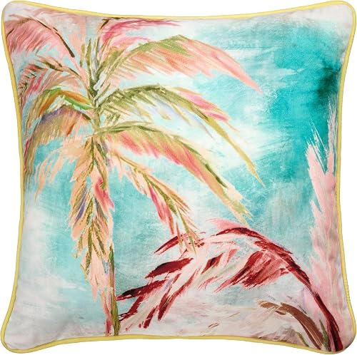 Appletree - Coussin en Velours Doux au Toucher - Bordure passepoilée Jaune - Cou