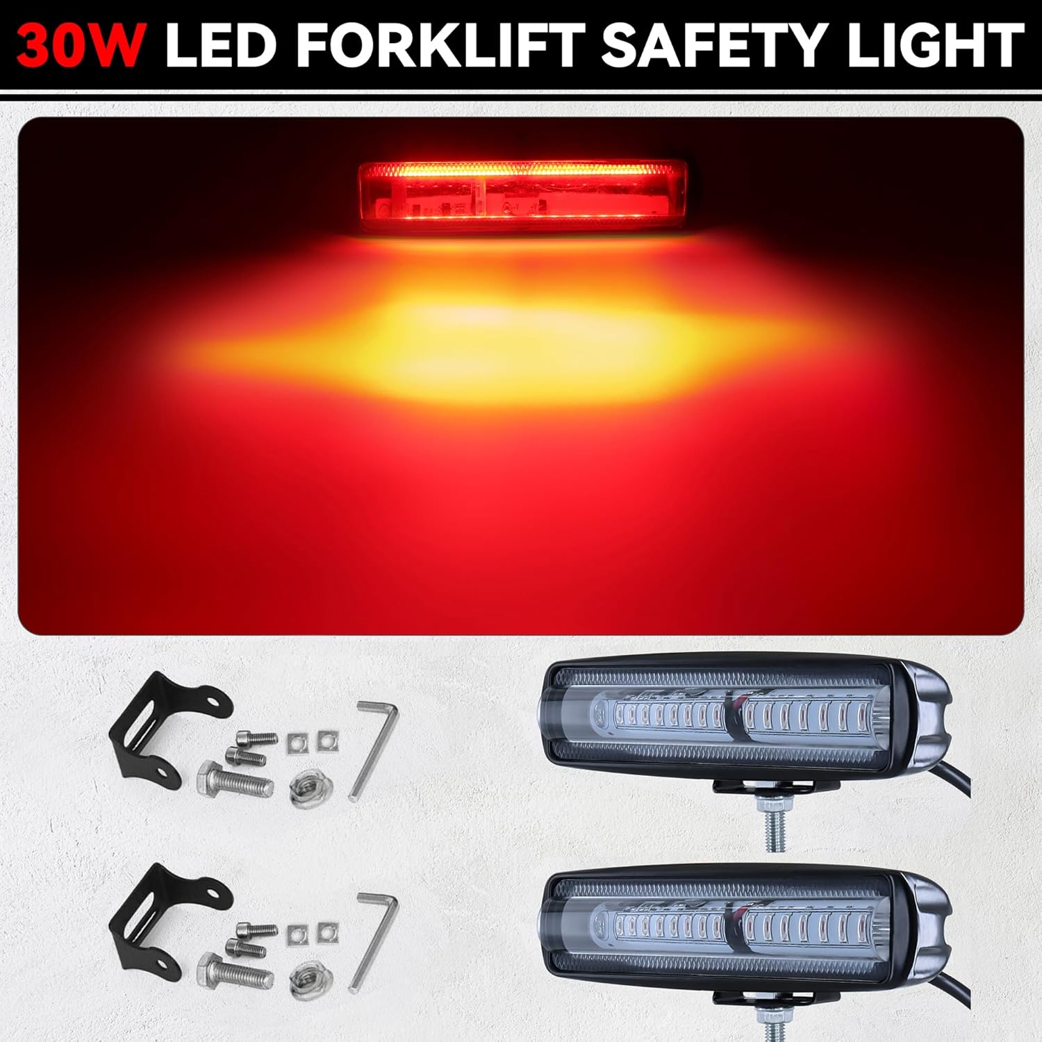 LED Forklift Light Red Zone Warning Lights 2 Pack, Warehouse Safety Line Lamp for Industrial Use, 30W DC 12-80V