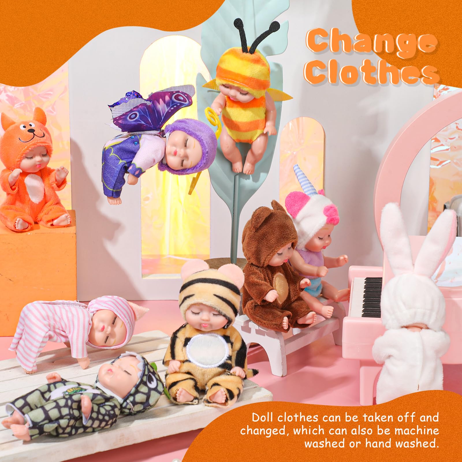 12 muñecas de bebé Reborn de 4 pulgadas, lindas muñecas de Pascua, regalos de muñecas realistas con ropa, juego de mini muñecas de bebé realistas para niñas y niños mayores de 3 años (estilo 4