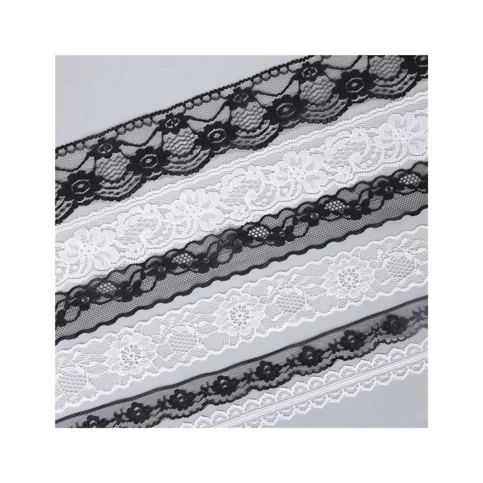 1 pieza / 100,0 m cinta de encaje tela Para Hogar | Adornos Bordados Artesanía Decoración Boda Encaje Cinta Envoltura Blanco y Negro(White)