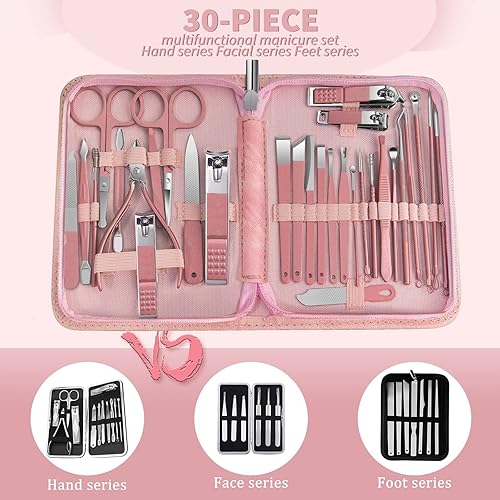 Miniatura 2 de Juego de manicura personal para mujer, kit de cuidado de uñas 30 en 1, kit de manicura profesional para mujeres, kit de pedicura, juego de cortauñas
