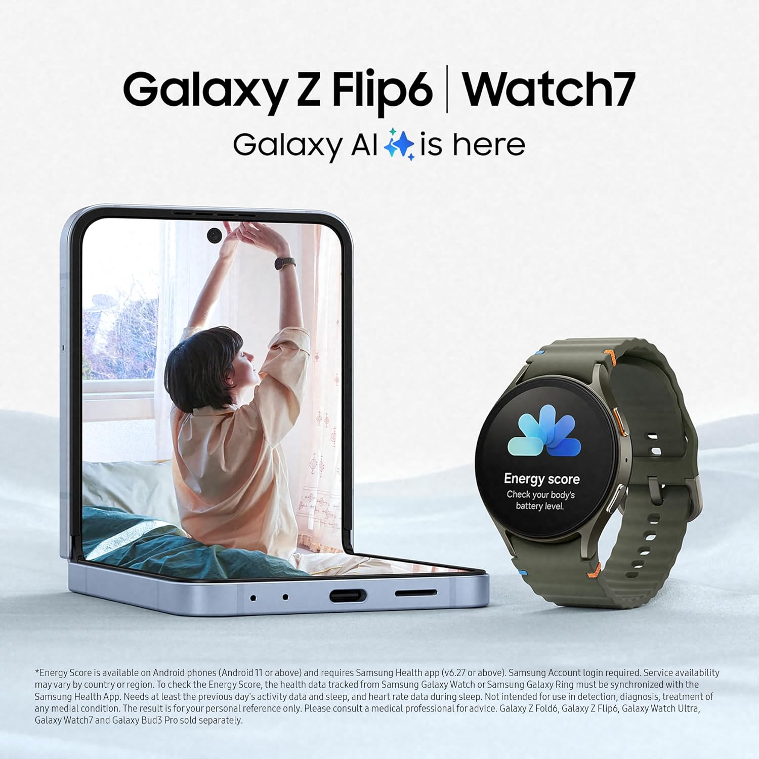 Samsung Galaxy Z Flip6 AI Smartphone, Unlocked Android Smartphone, 256GB Storage, Yellow and Buds3, Wireless Earbuds, Grey (UK Version) 8 816g 8ZueyL. AC SL1500