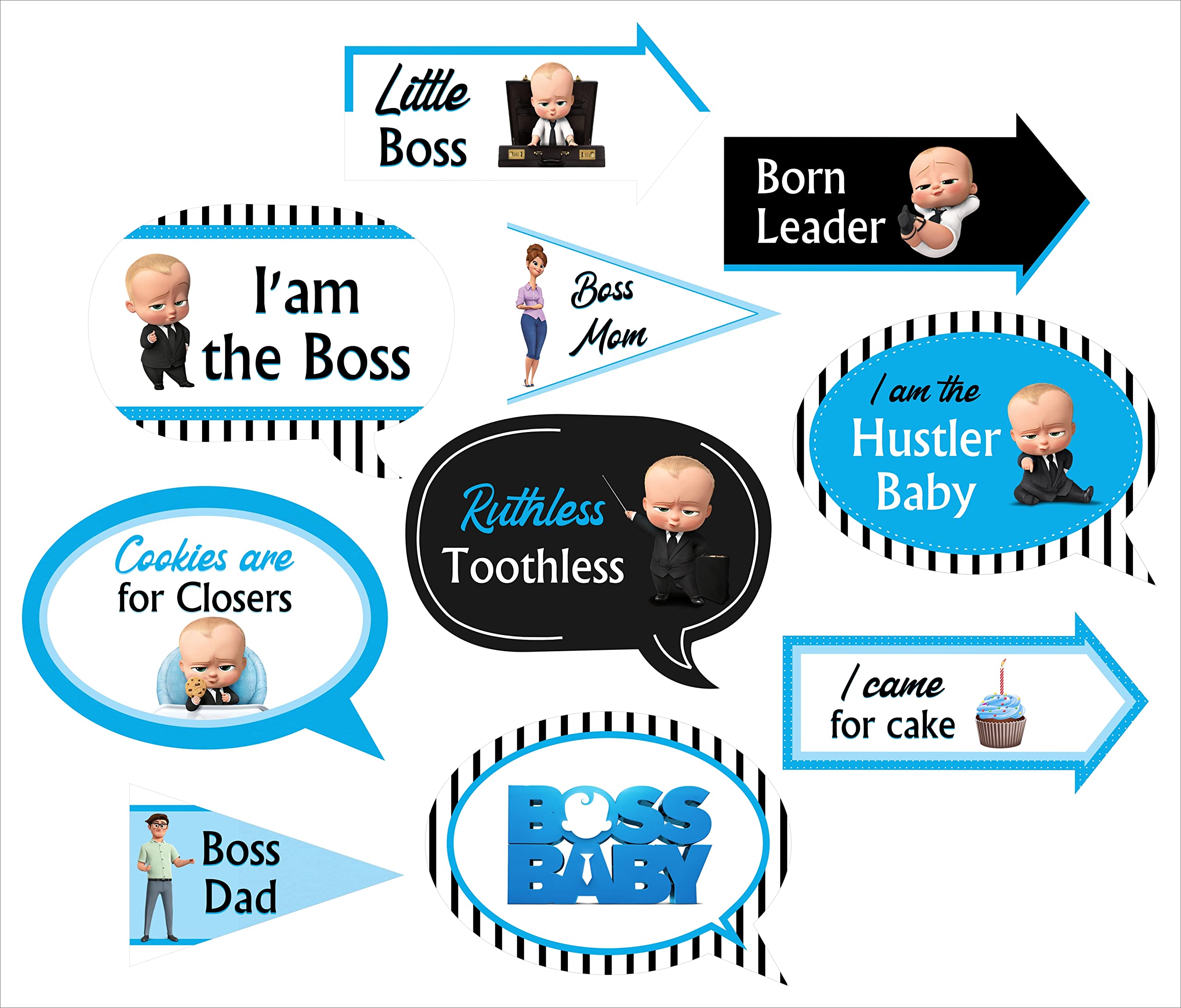 Theme My Party Boss Baby Birthday Decoration Party Supplies for Birthday Boy (Boss Baby - Props Set of 10)