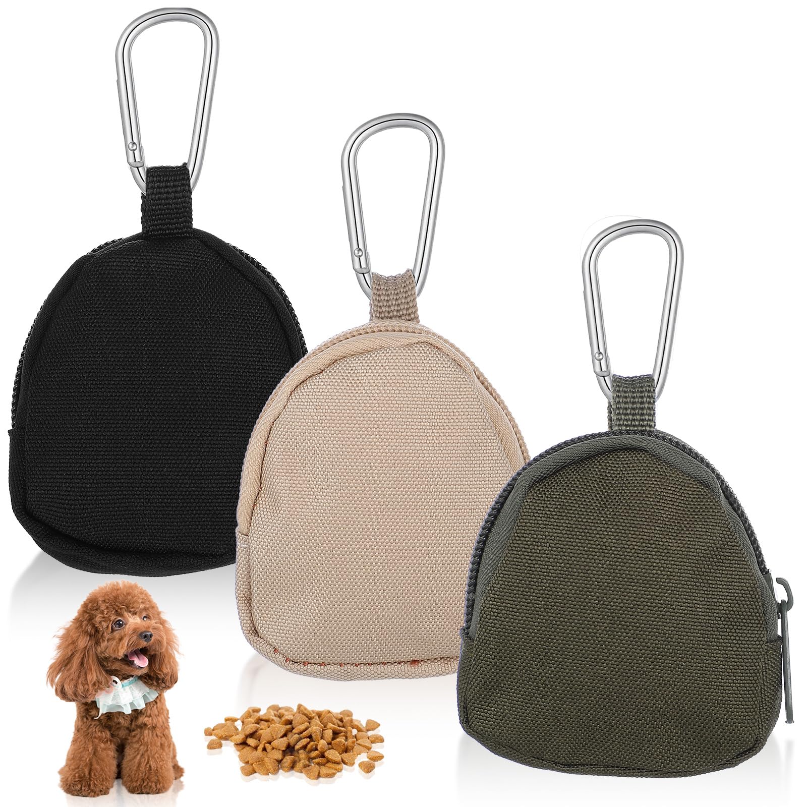 Matwsec 3 Pcs Dog Treat Pouches Treat Bag for Dog Training Hand Free Puppy Dogs Treats Bags with Carabiner, Portable Pet Walking Bag for Travel Or Outdoor Use Reusable Dogs Treats Container