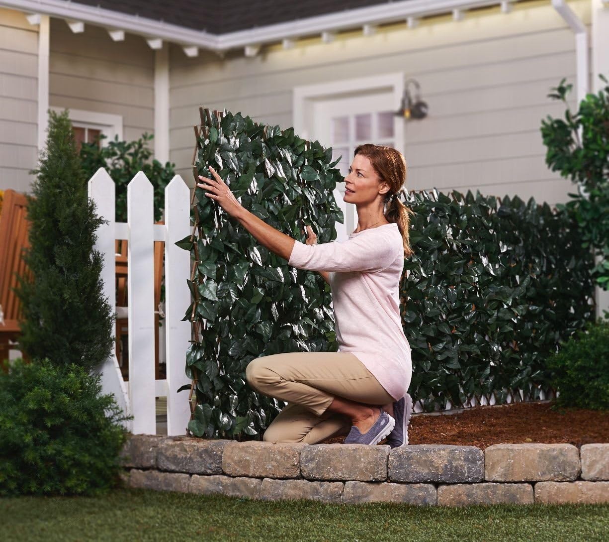 Set of 2 Expandable Faux Ivy Privacy Fences