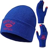 Classic Vintage Football Embroidery Beanie,Fasion Hat Cuffed Winter Comes,With Warm Gloves,Gifts for Men Women Fans