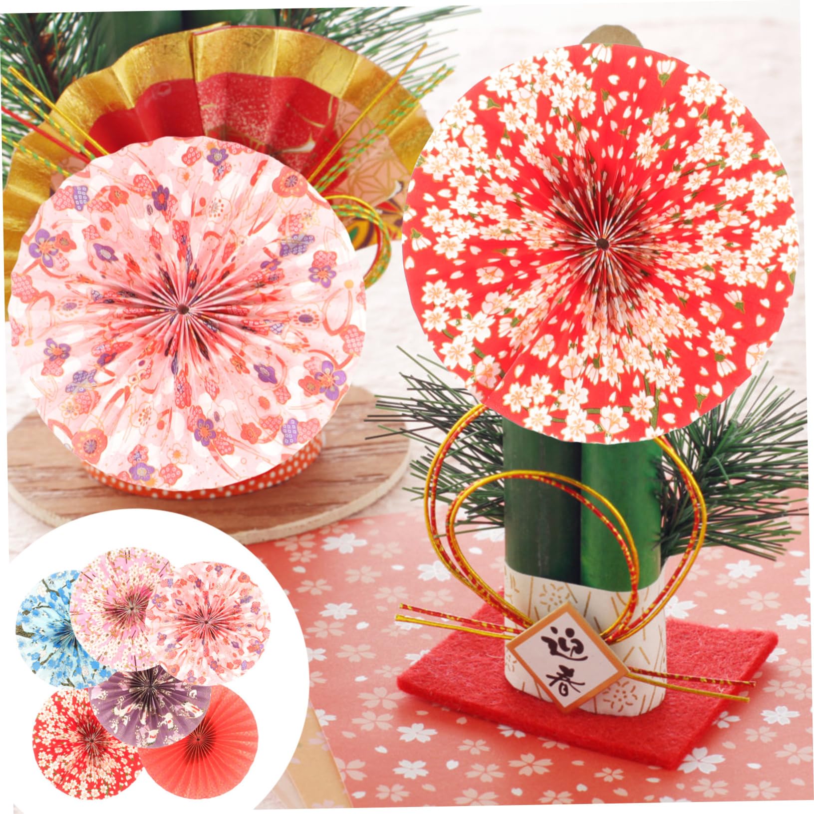 ABOOFAN STK Fächerblume aus japanischem Papier Klebeband doppelseitig Double Sided Tape Hochzeitspapier-Fans Zellpapier-Fan Dekoration Hochzeitsdeko Papierfans basteln Papierstütze