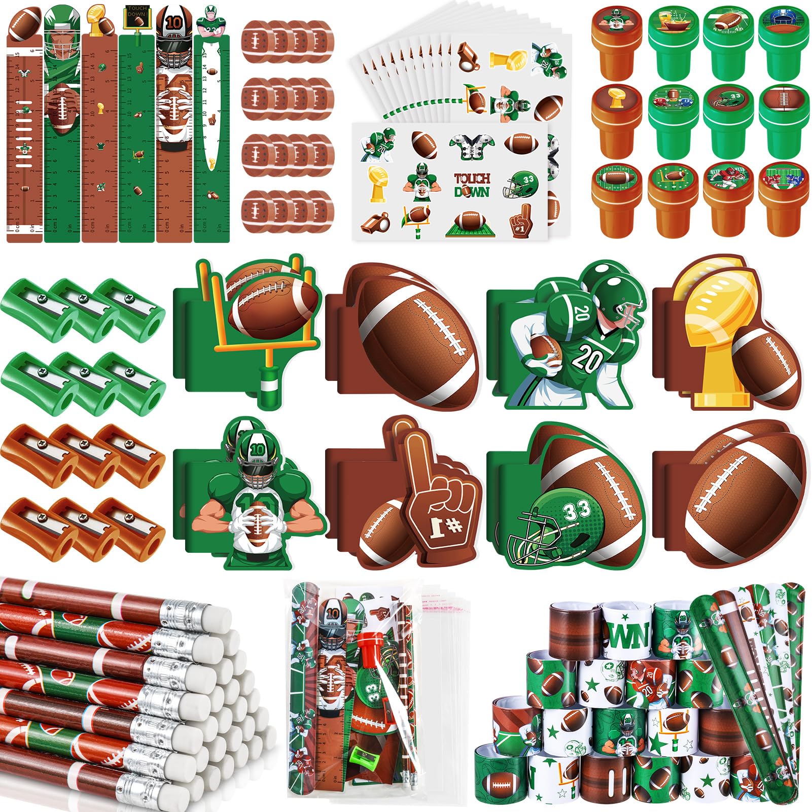 BenLouis 120Pcs Football Party Favors Sports Theme Party Pencils Stickers School Stationery Bulk for Kids Football Birthday Party Team Gift Goodie Bag