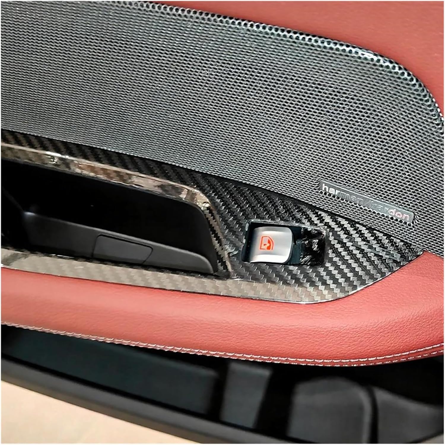 Real Carbon Fiber Compatible for BMW 4 Series G22 G23 G26 2020-2024 Car Interior Door Armrest Panel Window Glass Lift Button Switch Frame(2 Door Convertible)