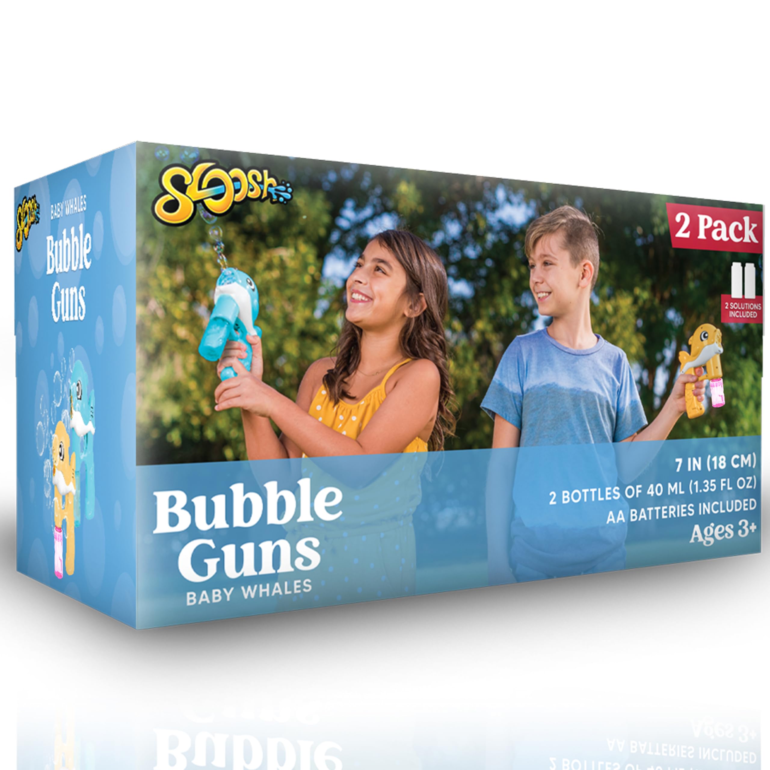 Sloosh 2 Pistolas de Burbujas para Ballenas LED automático con 4 soluciones de Repuesto de Burbujas, Pistola de Burbujas para niños, diversión de Verano para Exteriores, Regalos de Pascua