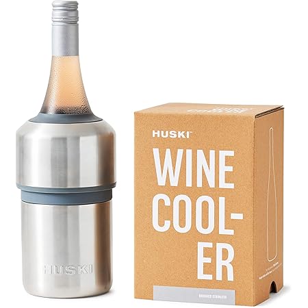 Huski Wine Cooler | Premium Iceless Wine Chiller | Keeps Wine Cold up to 6 Hours | Award Winning Design | New Wine Accessory | Fits Some Champagne Bottles | Perfect Gift for Wine Lovers (Stainless)