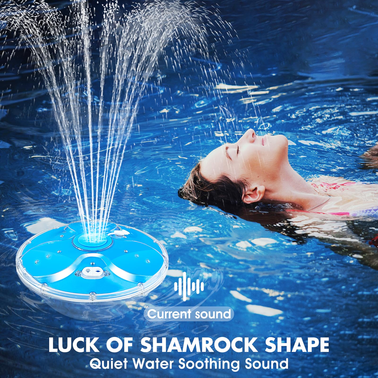 DeeprBling Fontana Galleggiante Piscina con Luci Subacquee, Fontana Piscina con Telecomando e Pulsanti, 2 Modalità di Spruzzatura e 7 Modalità di Luce LED, Fontana per Piscina con Ancora