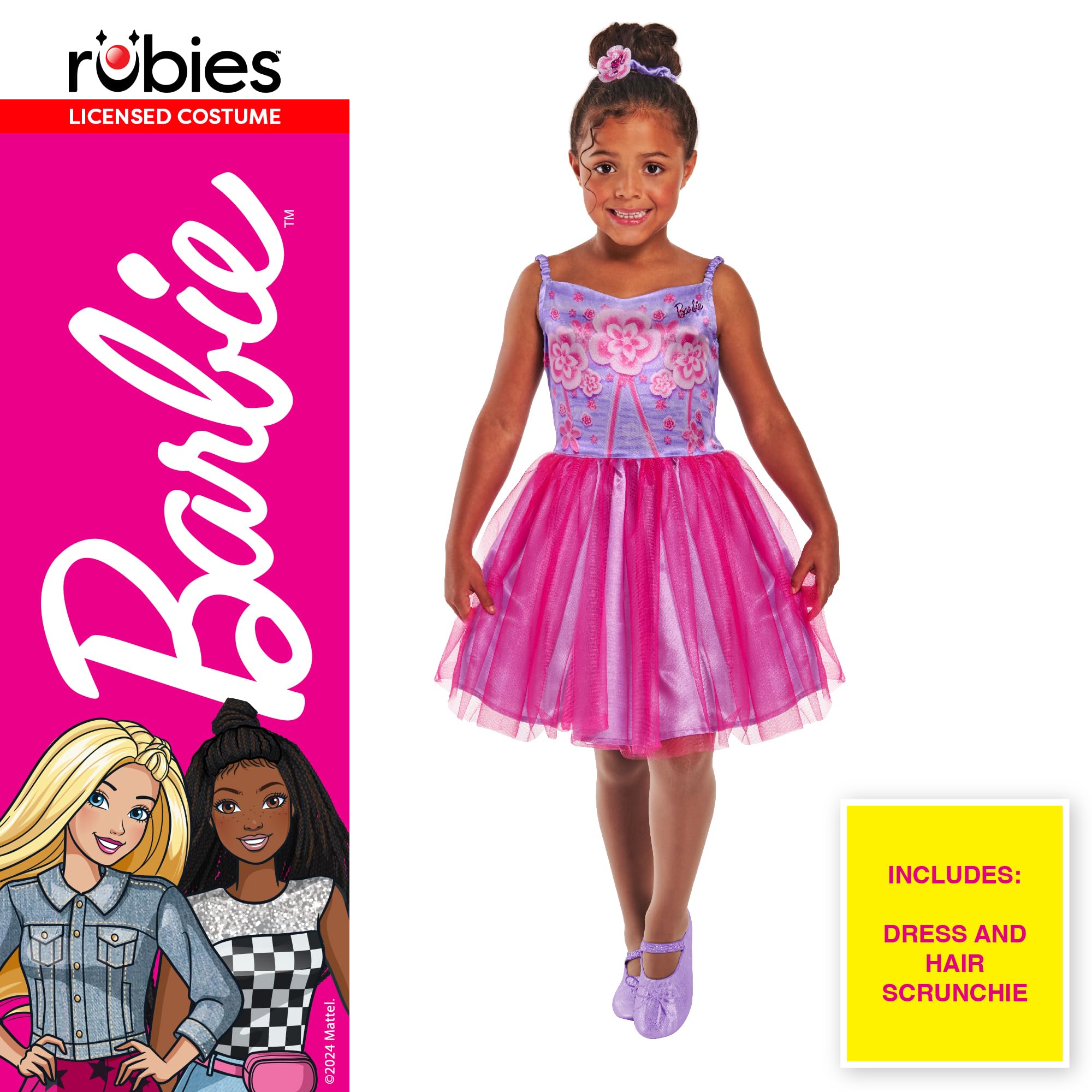 Rubie's Barbie Ufficiale - Costume da fata per bambini Barbie Dreamtopia - Taglia 7-8 anni - Costume da fata, vestito da principessa in tessuto arcobaleno con accessori