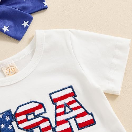 Miniatura 8 de Conjunto de camiseta y pantalones cortos para bebé niña del 4 de julio, camiseta y pantalones cortos para el Día de los Caídos