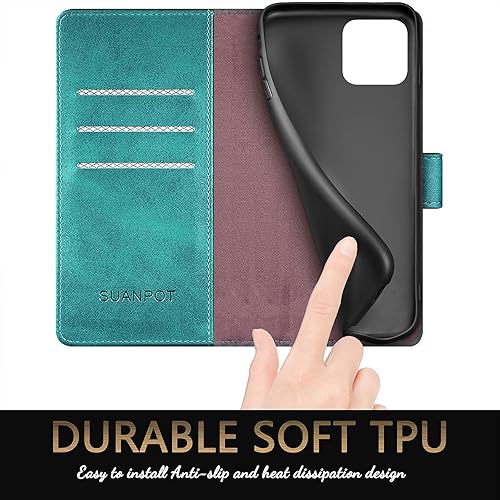 Miniatura 26 de SUANPOT for iPhone 13 Pro（Non iPhone 13 6.1 5G with RFID Blocking Wallet case Credit Card Holder,Flip Book PU Leather Phone case Shockproof Cover
