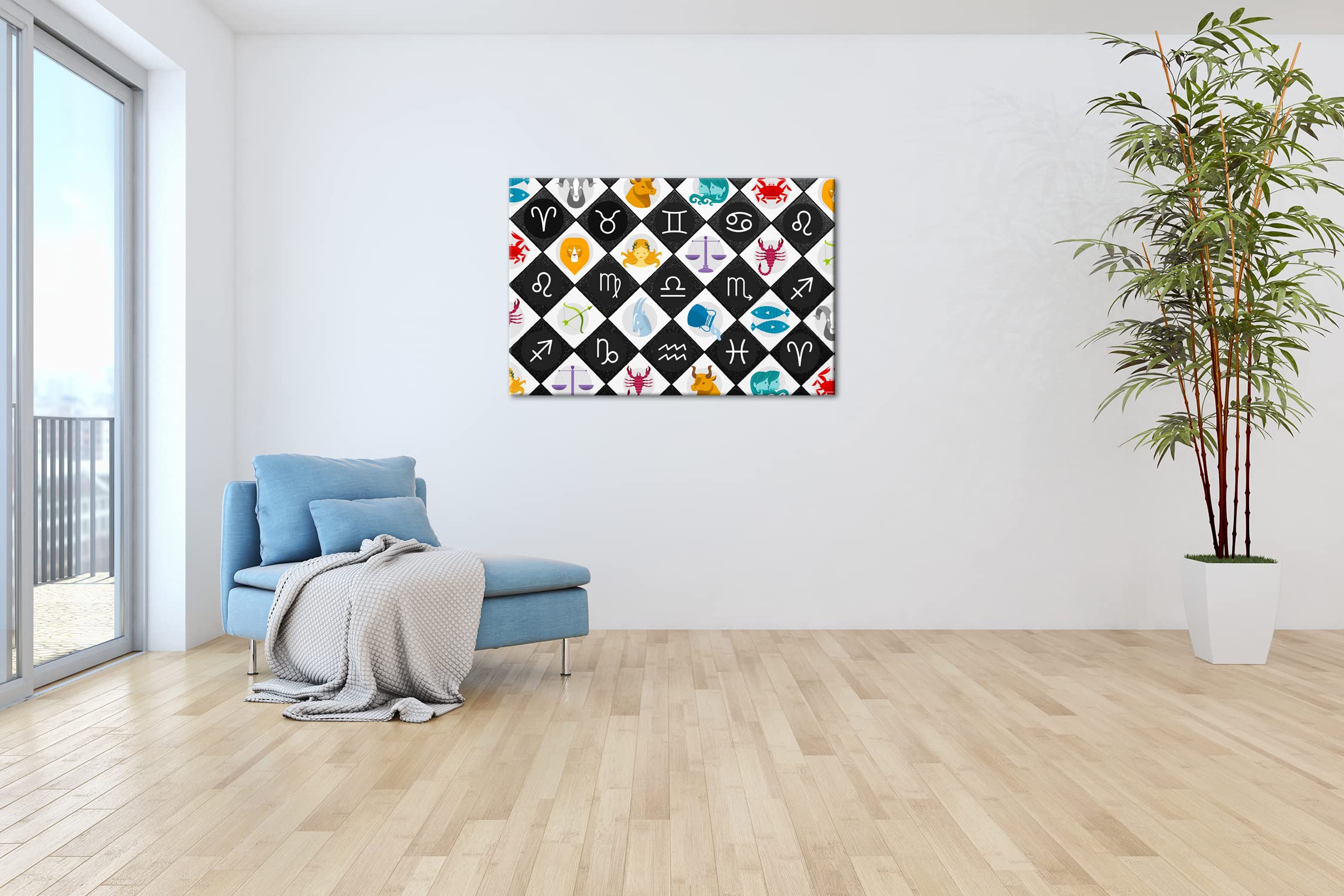 Obraz na płótnie wzór znaku zodiaku na czystym nocnym niebie format: 100 x 70 cm XXL druk artystyczny obraz na blejtramie/obraz ścienny/dekoracja salonu