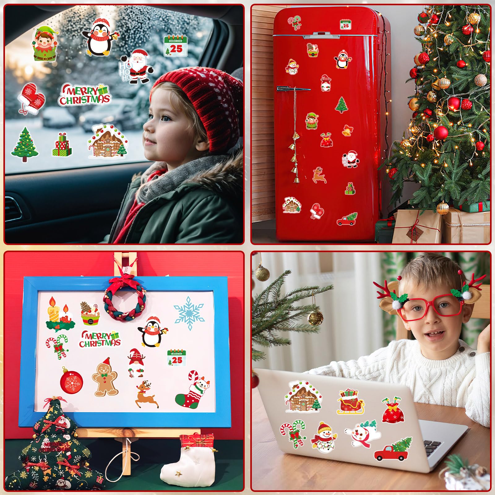 MARFOREVER 25 x Weihnachts-Fenster-Gel-Aufkleber, abnehmbar, wiederverwendbar, Winter-Fensteraufkleber, Aufkleber für Kinder, Klassenzimmer, Zuhause, Weihnachten, Urlaub, Party, Dekorationen (25