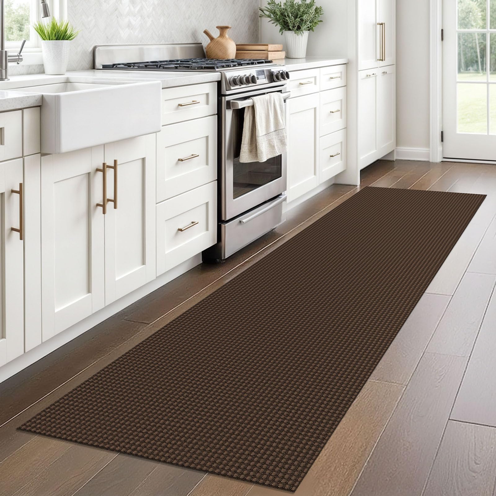 Alfombra trenzada de 2 x 8 pies, lavable para pasillos, cocina, alfombra de pasillo con respaldo de goma, alfombra de entrada de algodón para interiores, alfombra tejida para pasillo, cocina