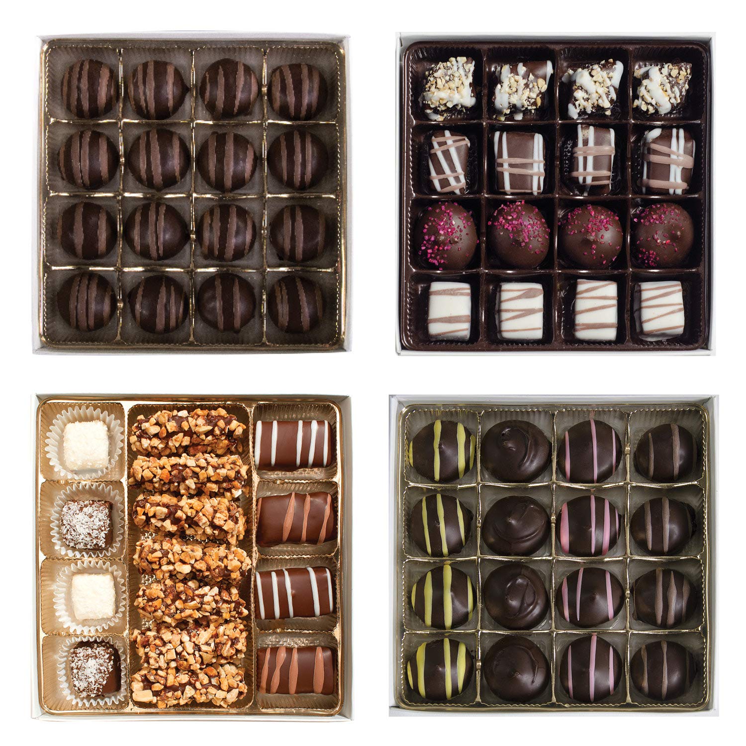 Valentine's Day Chocolate Gift Set – 4 Dairy Free Vegan Gift Boxes – 63 Pc Gourmet Chocolates – Kosher Parve Assorted Valentine Candy for Her – Premium Valentines Chocolates