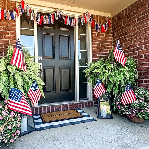Miniatura 2 de CAINANEL - Tapete estampado con cuadros escoceses en blanco y negro, de algodón y tejido a mano, para colocar con un tapete de bienvenida en la