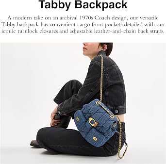 COACH Women's Quilted Leather Tabby Backpack, Indigo, M